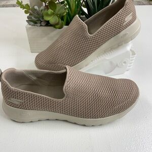 Skechers Tan Slip-On Sneakers with Cushioned Sole